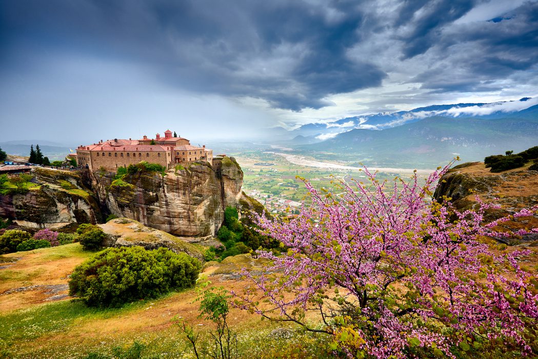 Meteora monasteries, Greece Kalambaka. UNESCO World Heritage site. Colorful spring landscape. Monastery of St. Stephen
Iera Moni Agiou Stefanou